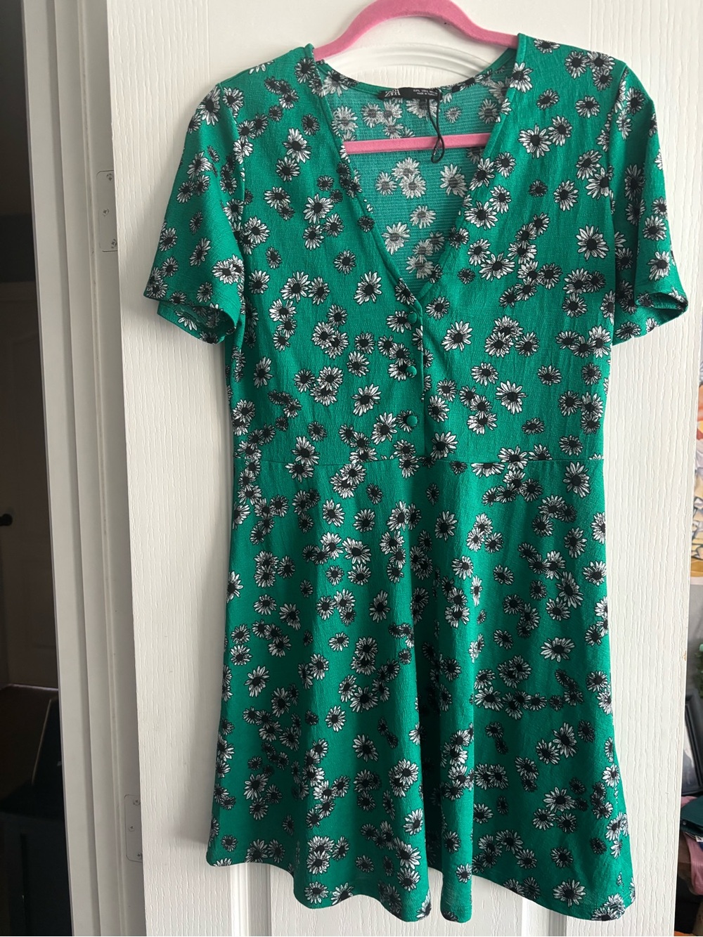 Zara Green Floral V-Neck Women’s Dress